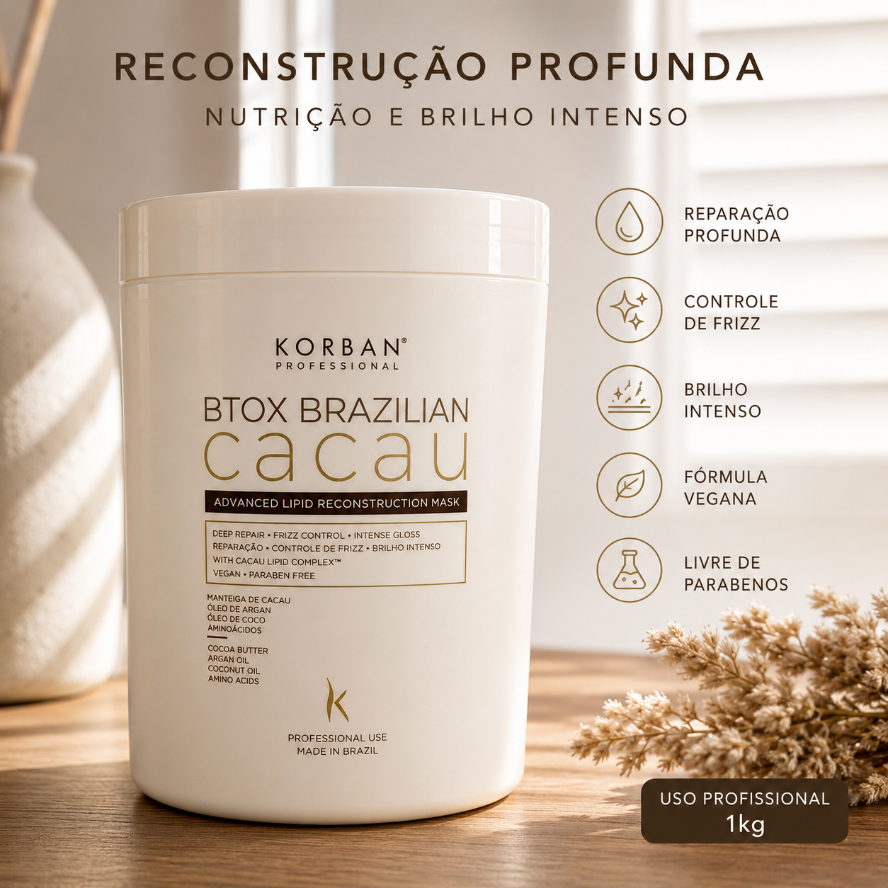 Brazilian Cacau BTOX 1kg – Nutrição e Reparação Korban - Imagem 2