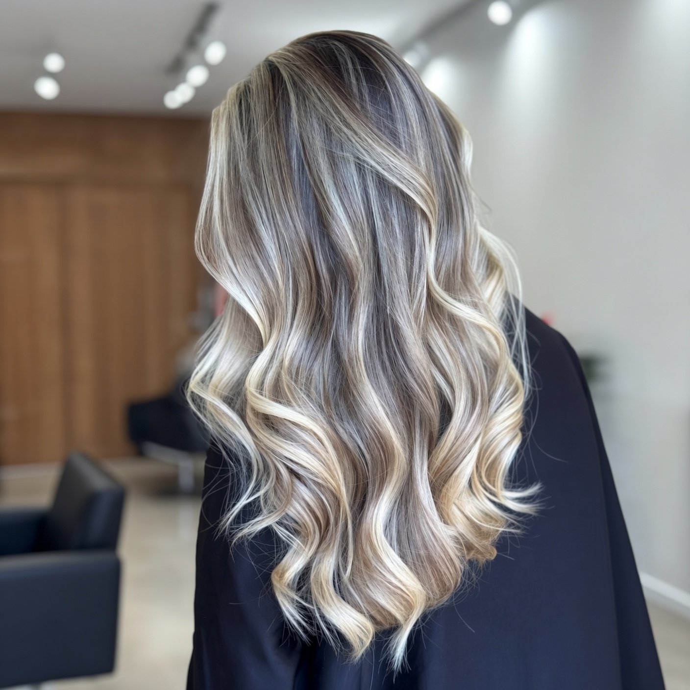 Cabelo loiro longo com mechas para cuidados de matização