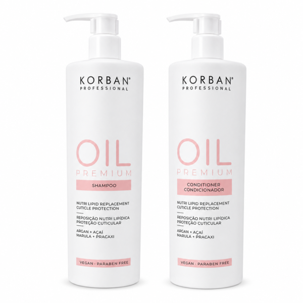 Kit Shampoo e Condicionador Oil Premium 1L Korban para cabelos secos